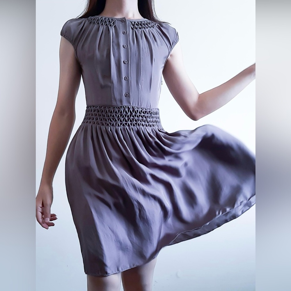 Banana Republic Purple Toned Gathered Silk Dress
